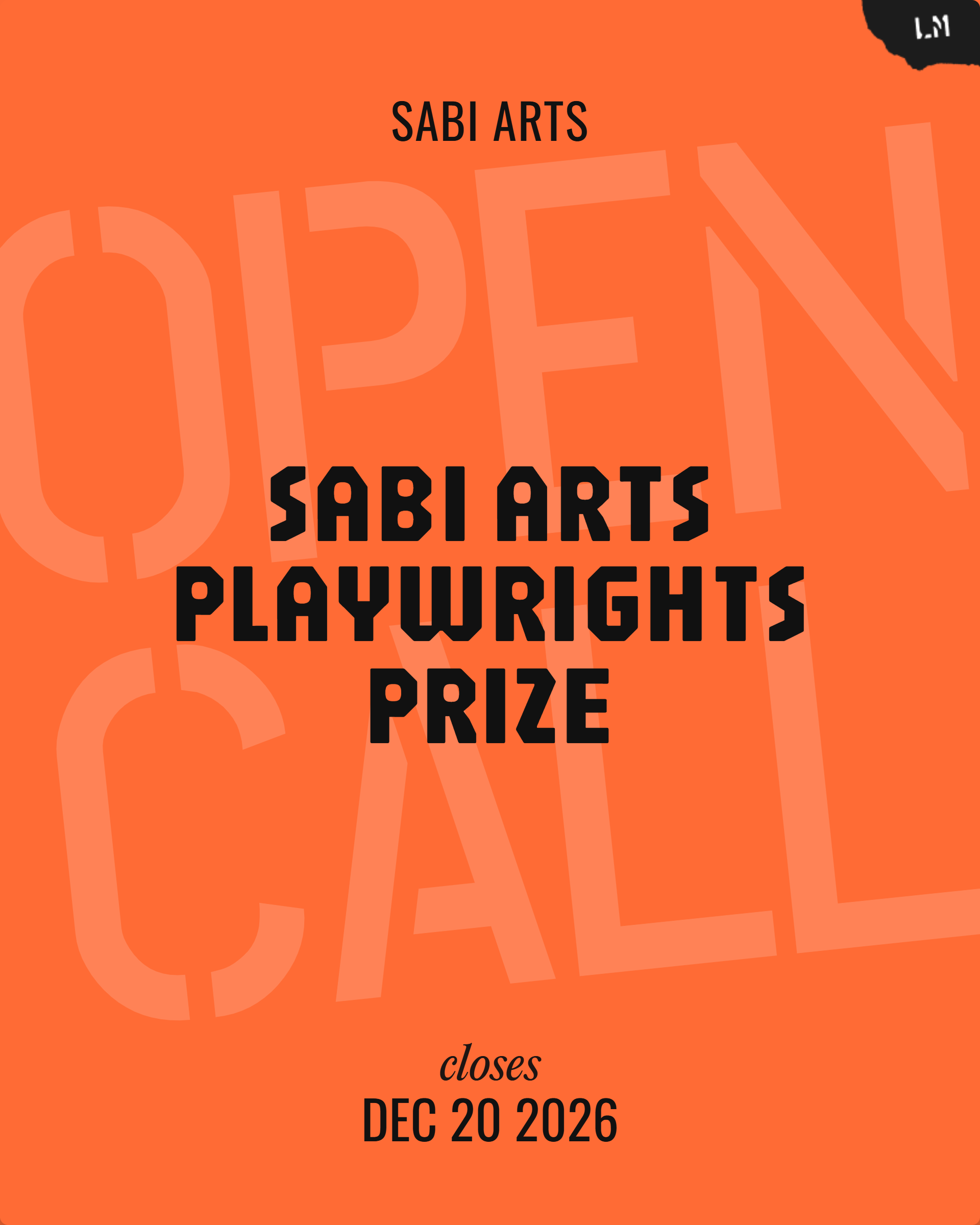 Sabi Arts Playwrights Prize Cover
