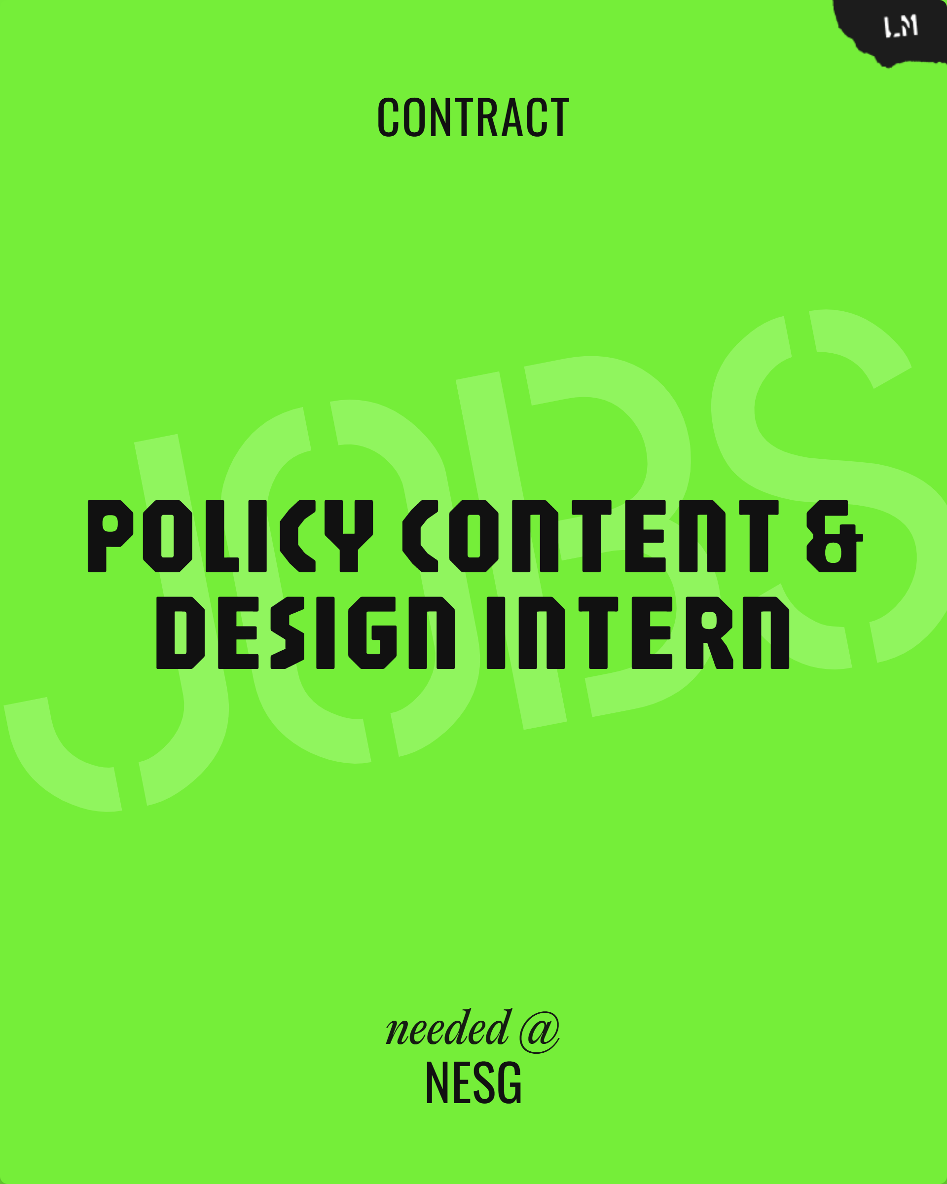 Policy Content & Design Intern Cover