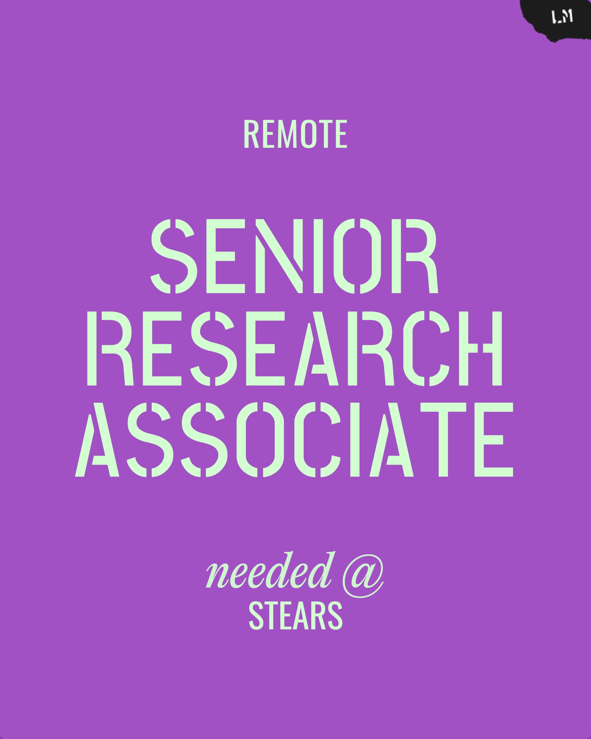 Senior Research Associate Cover
